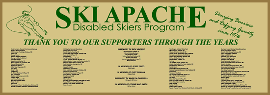 Ski Apache donor wall Thank you to our supporters through the years